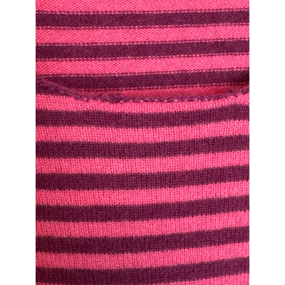 Garnet Hill 100% Cashmere Striped Scoop Neck Sweater Pink Purple Womens Large - Picture 6 of 8